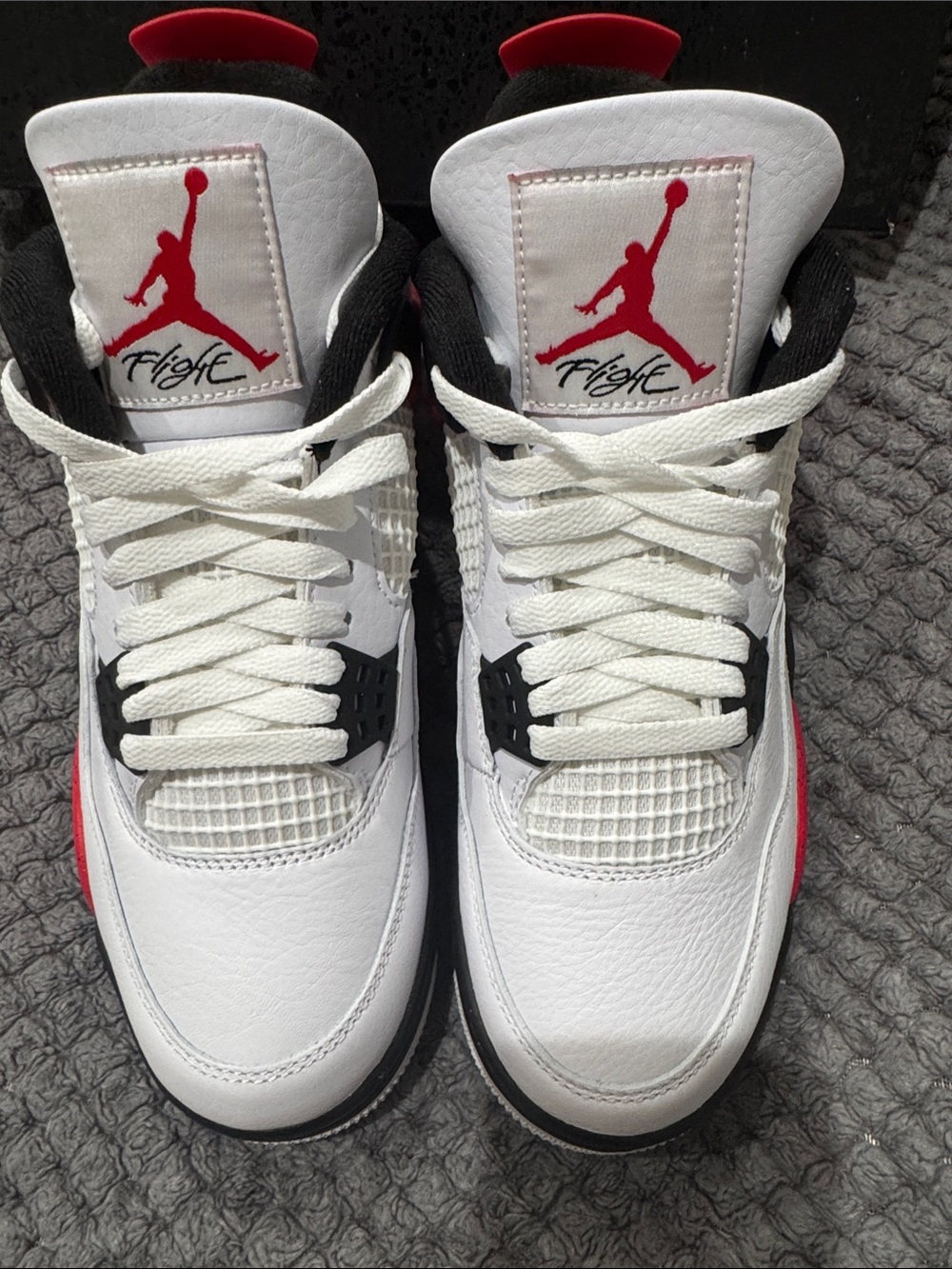 Nike White Black Red Air Jordan 4 Inspired Sneakers